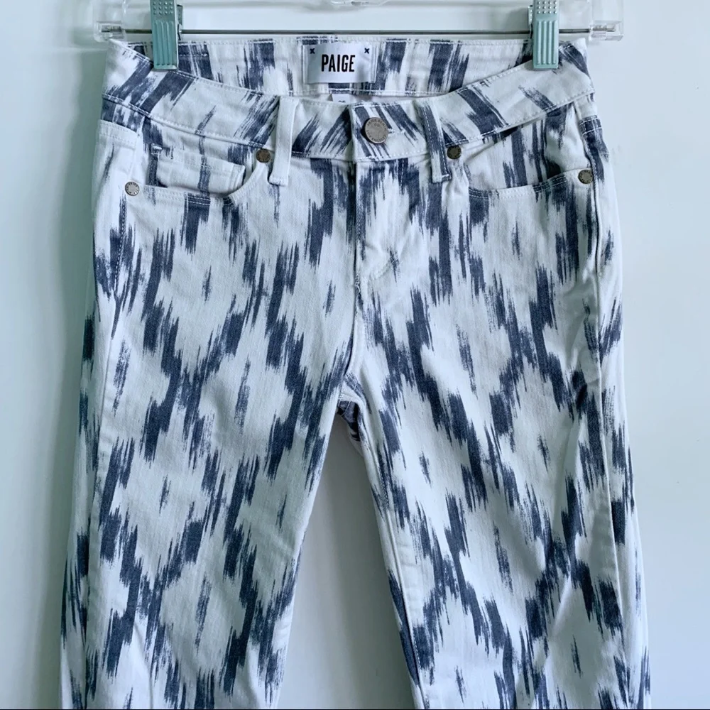 PAIGE Woman’s Verdugo Ultra Skinny Alexandria Ikat Print Jeans Size 26 - Picture 2 of 7
